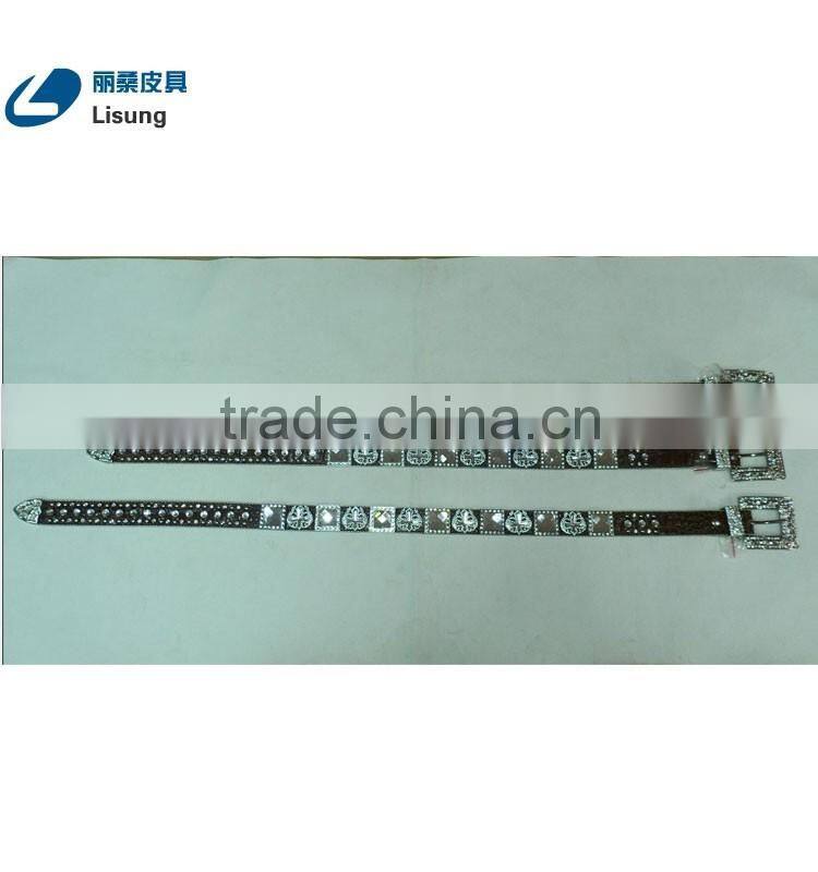 Men's Handmade Crocodile Leather Rhinestone Western Belts