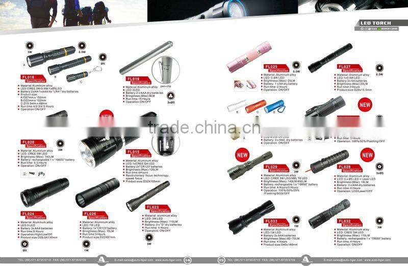 2015 wholesale Dry Battery 3W LED Torch LED Flashlight
