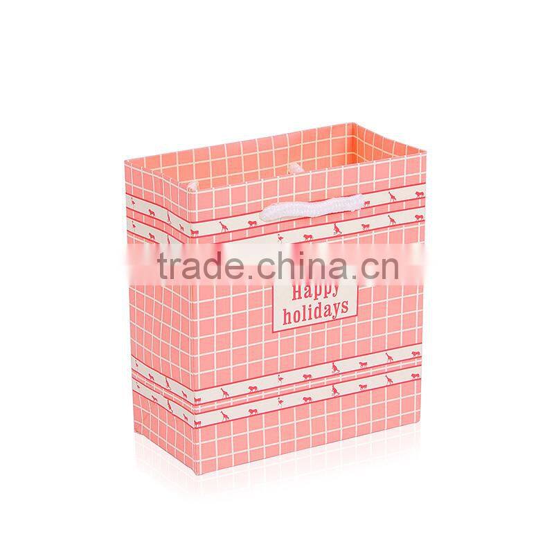 lovely pink happy holiday kraft paper bag