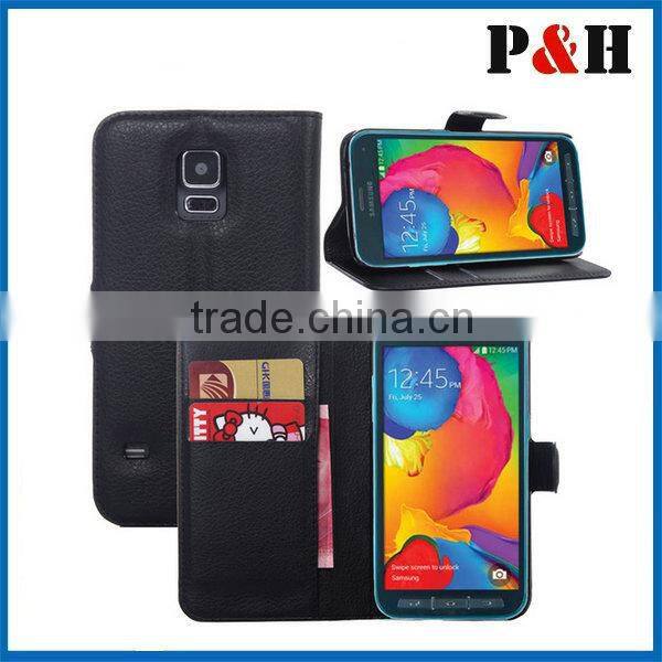 New arrival leather flip case for samsung galaxy s5,Cross Leather Wallet Case for s5