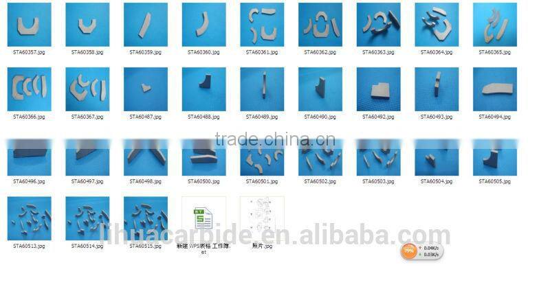 Many shapes and sizes of Tungsten Carbide Wood Cutting insert