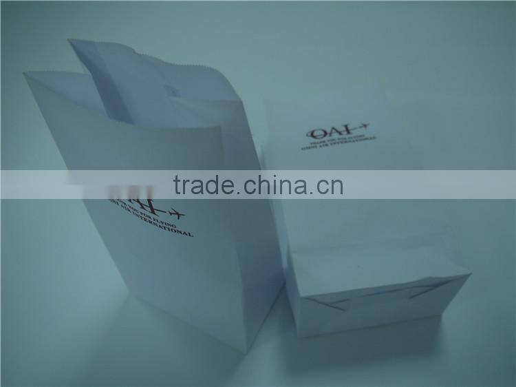 White sickness bag with tape closure,custom logo sick bag