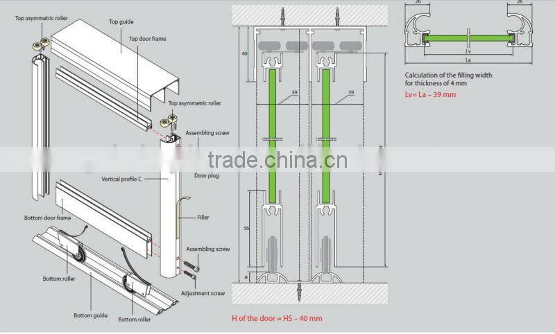 Oval aluminum profile for sliding wardrobe