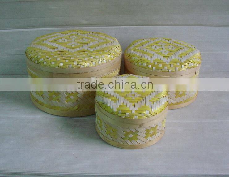 Bamboo basket, wicker basket/box, handcrafted nice hand woven box decorated basket