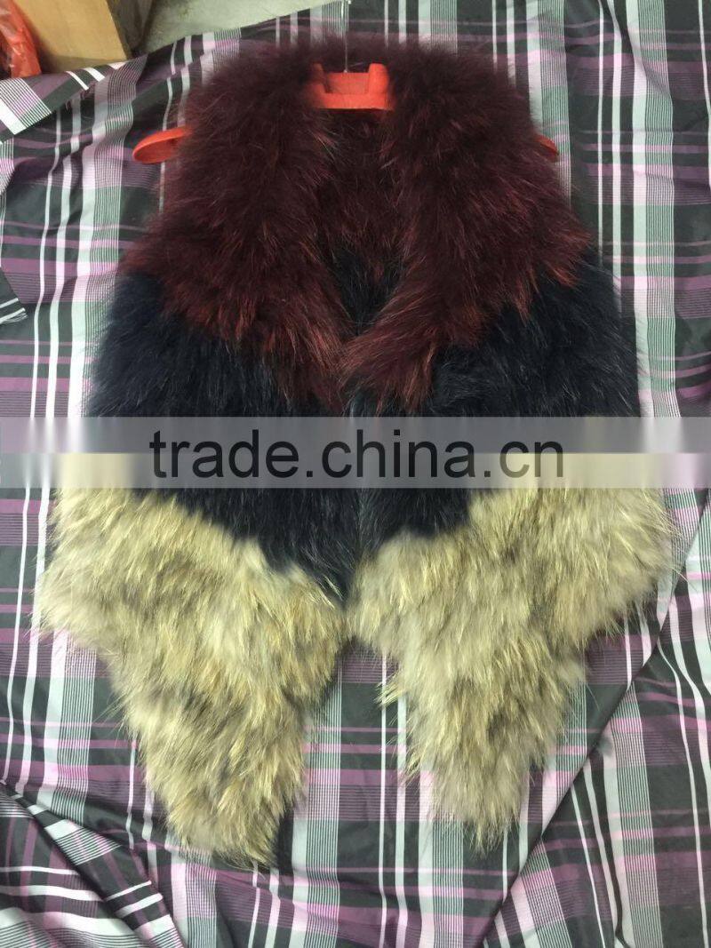 Brand new Real raccoon fur knitted vest charming winter coat for elegant lady good quality