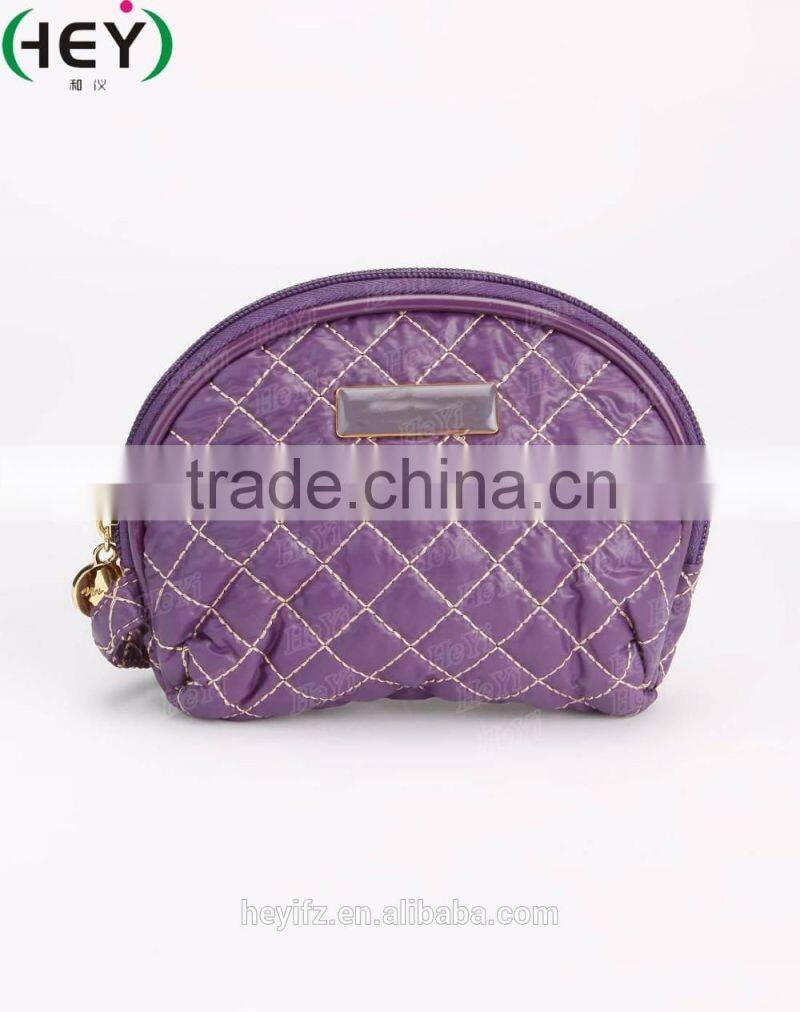 2016 New Arrival Fashion Purple Color Checked Waterproof Cosmetic Bag