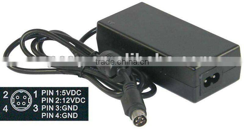 Dual voltage output 12v 2a 5v 2a 4 pin din power adapter