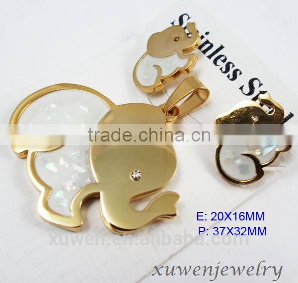OEM owl animal shape gold plating jewelry set stainless steel