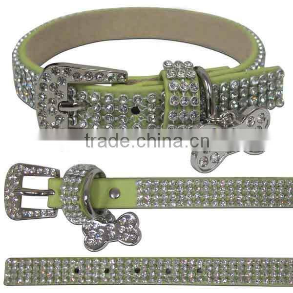 Diamond sparkly 4 row rhinestone studded dog collar