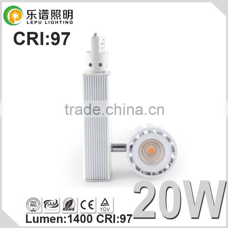 2015 Mordern designed dimmable black or white aluinium shell high lumen 1400lm 20watt track light led with CE&ROHS