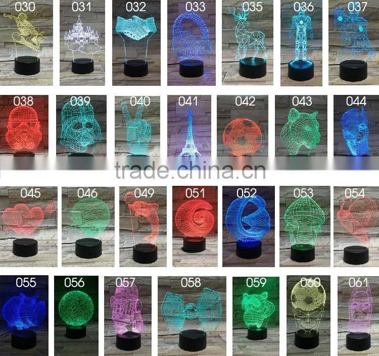 3D Optical Night Light Sponge Baby 7 RGB Light Colors 10 LEDs AA Battery or DC 5V Mixed Lot
