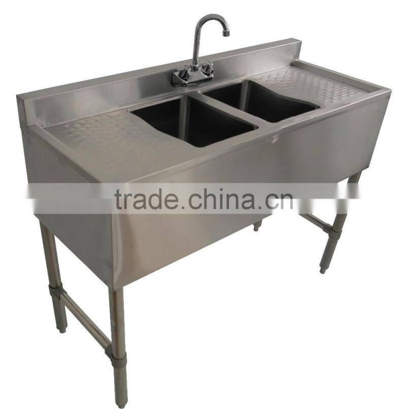 NSF Approval Stainless Steel TwoTubs Bar Sink with 3" Backsplash