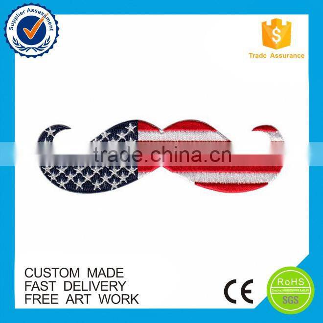 Custom Beard Shape Embroidery American Flag Patch