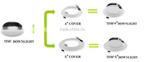 Singapore 15W, 4inch or 5inch cover, 110Lm/W,Emergency LED, Samsung LEDs, Dimming detachable embedded led downlight fitting