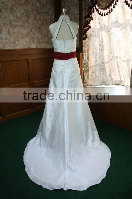Popular white and red organza wedding dress with bead