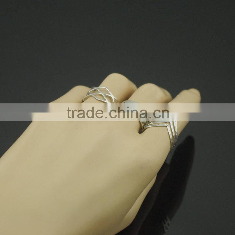 Trendy Hollow Rhodium Plated Finger Ring Set