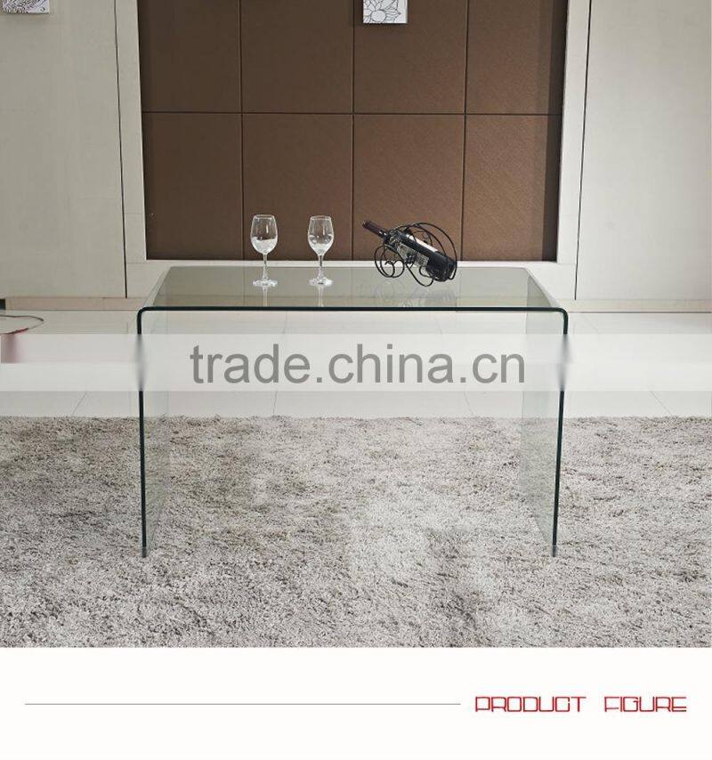Luxury wall mounted curved glass console table
