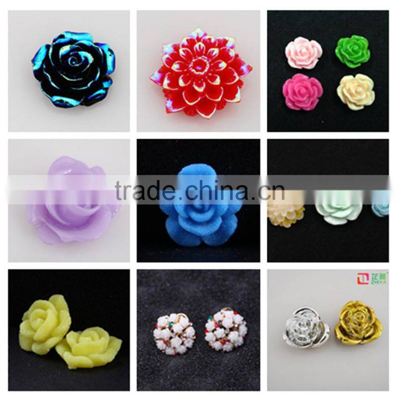 2016 matt finish flat back resins rose flowers candy color-zhiya factory