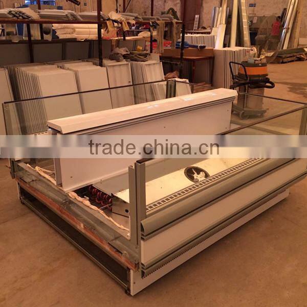 Double side commercial supermarket meat and fish display freezer