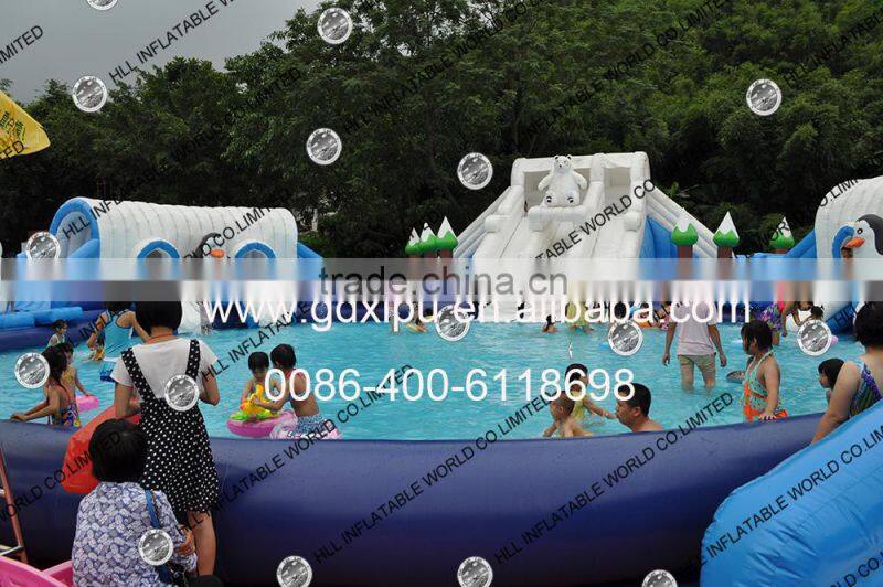 Giant inflatable floating water park