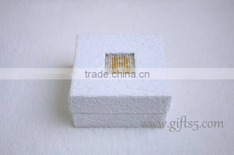 Handmade Unique Bead wedding ring box with beaded name plate of R