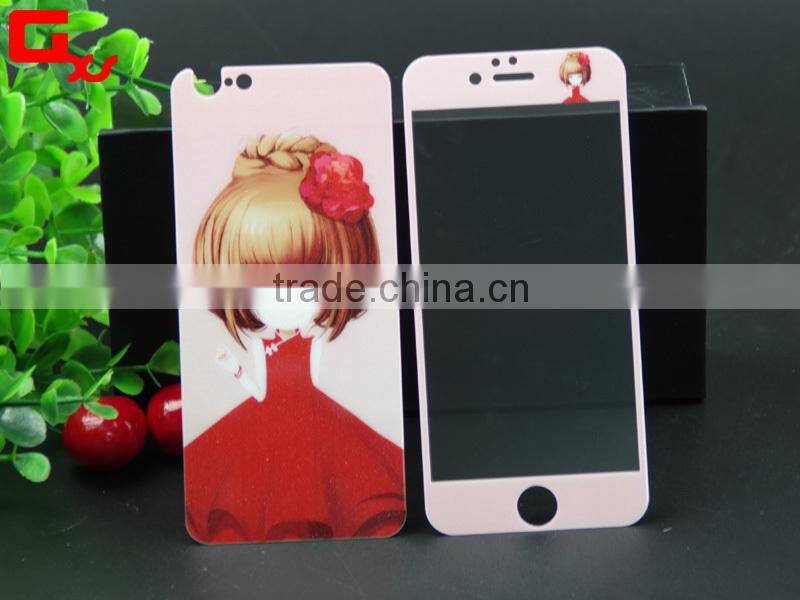 beautiful cartoon mobile phone protective case front and back tempered glass screen protector for iphone 5