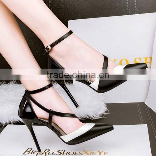 2016 Sexy pointed toe colorful dress shoes Sexy ankle strap sandals for hot-selling PMS4372