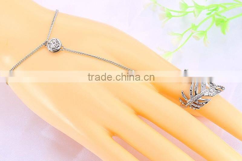 Stainless steel jewelry feather leaf rings
