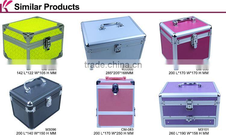 Fashion Aluminum Frame Silver Nail Polish Carrying ABS Jewelry Case With Mirror