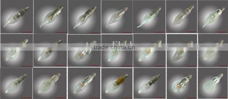 360 degree led bulb E14 3w Glass cover led candle bulb factory 3years warranty