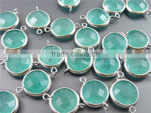 2 Faceted amazonite bezel set stones crystal jewelry findings&components