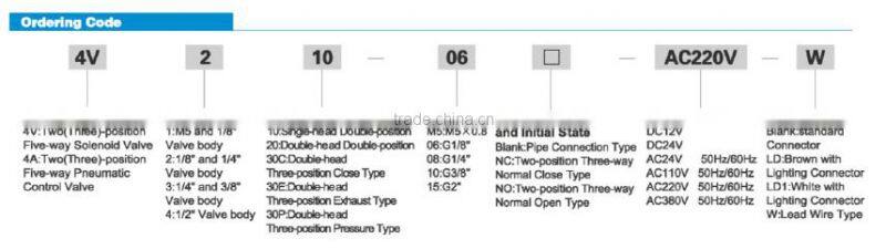 Best price 4v series 3 position 5 way 4v210 310 410 single acting solenoid valve air valve