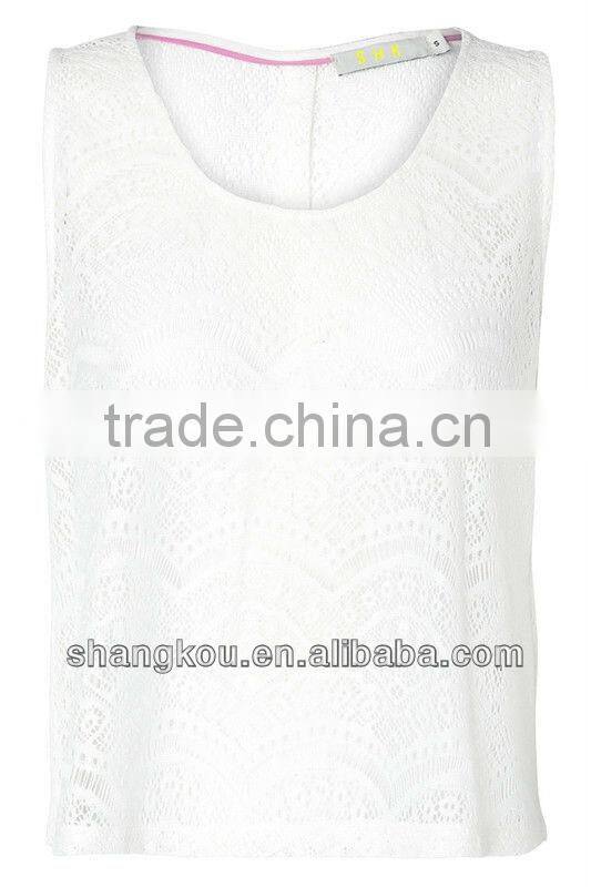 2013high fashion wholesale chiffon tank top lace hollow out tank tops shk 092