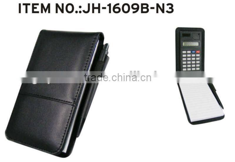 2016 High sale custom leather notebook calculator with pen