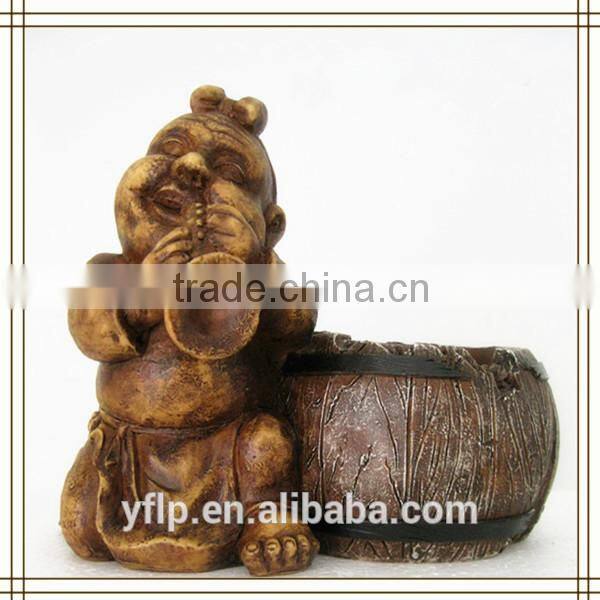 Resin Terra-Cotta Warriors Figurine down on One Kneel Flower Pot Craft for Garden Decoration