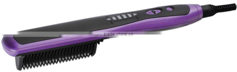 Hot selling High quality Hair straightener brush lcd digital display hair straightener brush