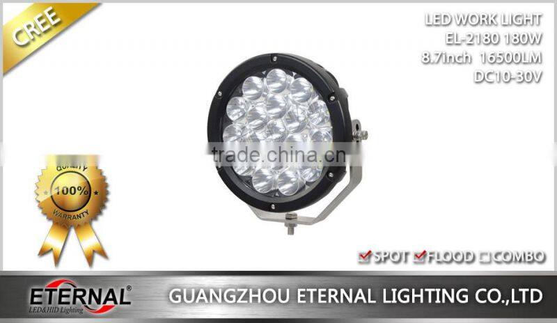 180W round 9" LED driving headlight super brightness led work light for offroad Jeep 4x4 racing heavy duty vehicles