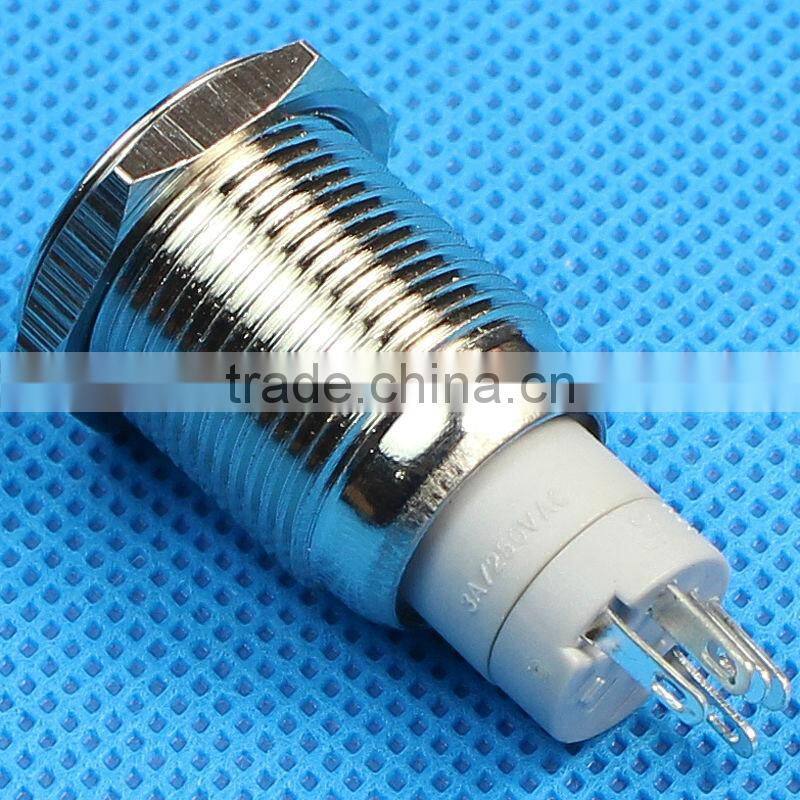 flat round illuminated 16mm push button switch