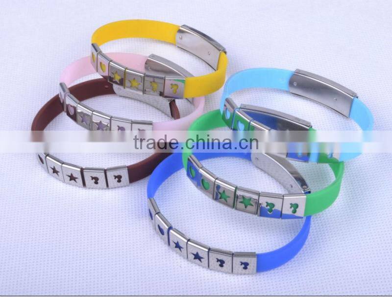 silicone bracelet with metal
