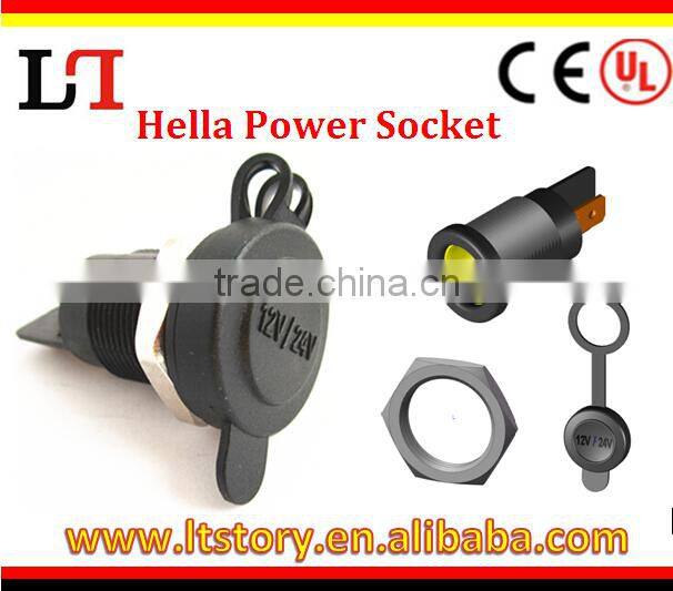 Surface Mount DIN Accessory 12v 24v Power Socket Black Plastic 20amp Hella type