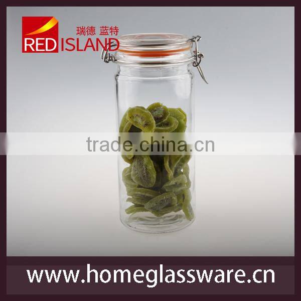 decorative clear airtight glass bottles with stainless steel clips