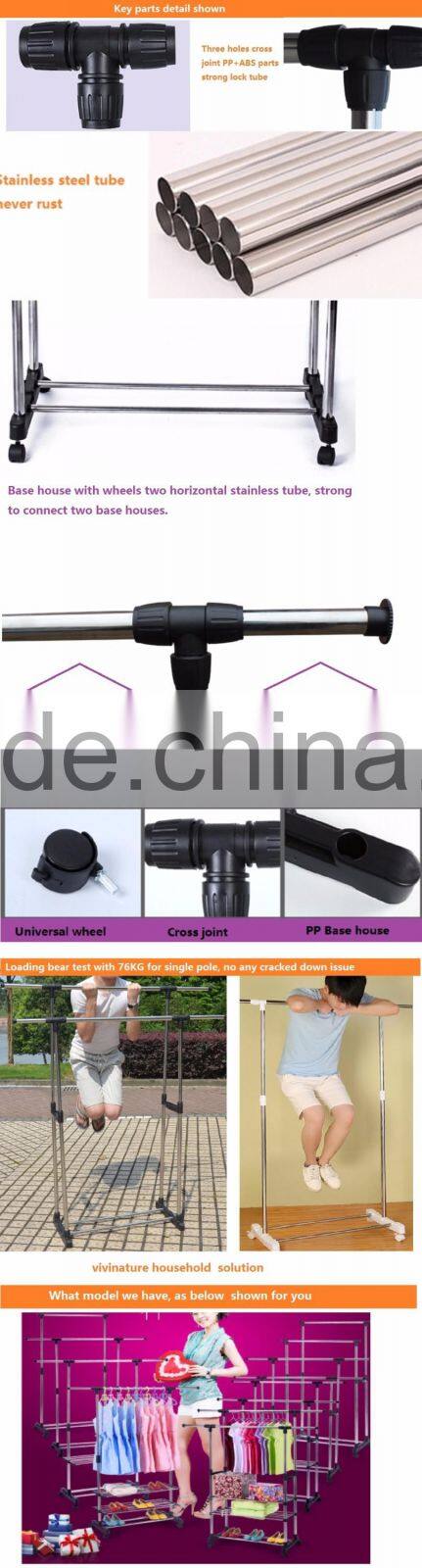 Single Garment Rack Grey Clothes Portable Hanging Rail two lockers Wheels