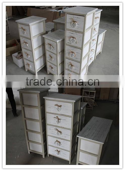 Shabby Chic Wooden Storage chest Fully Assembled Wood living cabinet with White Hanging Hearts Handles