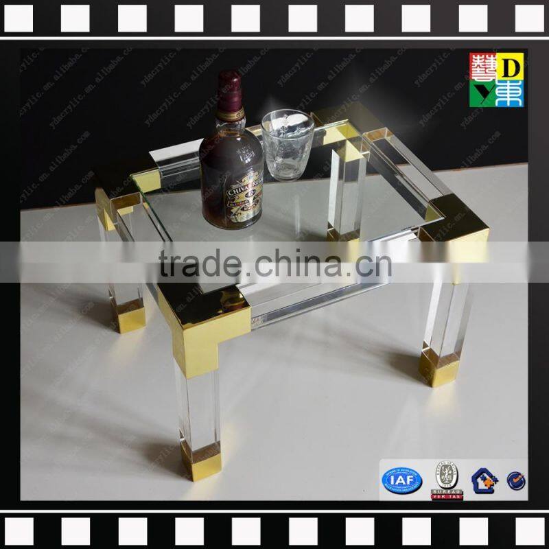 Clear acrylic cube 2 layers coffee tables with metal from shenzhen yidong