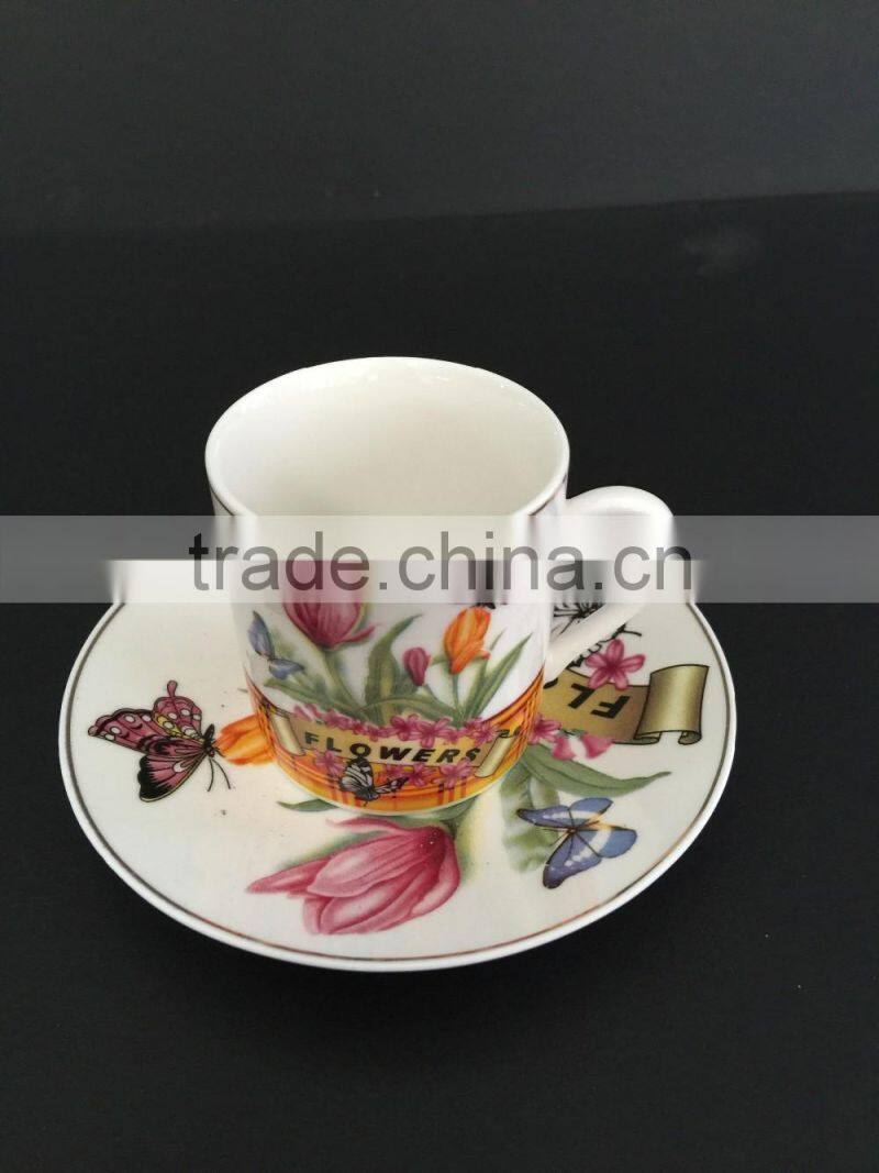 Low bone new bone china Ceramic coffee cup coffee cup set with rose design