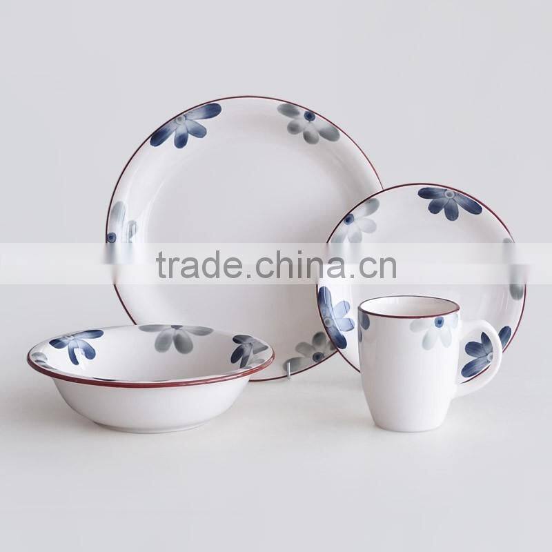 stoneware hand painting dinner set,18pcs ceramic dinnerware set with hand painting,hand painted ceramic dinnerware set