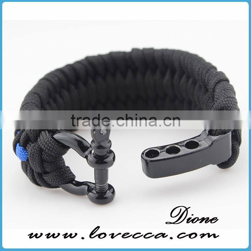 Stainless Steel Shackle Buckle Hiking Outdoor Survival Paracord Bracelet