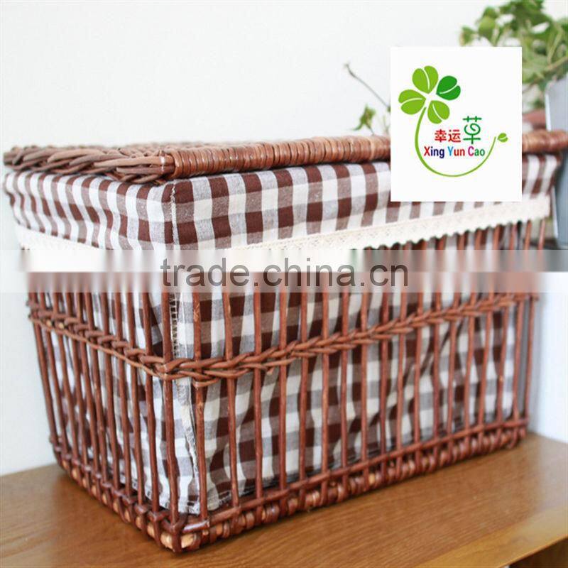 brown 2sets wicker laundry basket with hamper factory supply