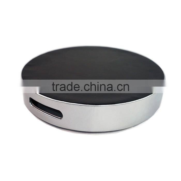 Round Silver Faux Leather Tray For Home/Office