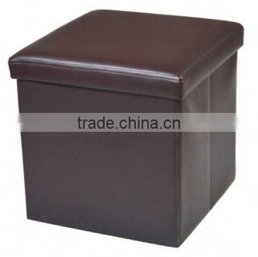 Red Faux Leather Storage Ottoman Cube Portable Foot Rest Stool
